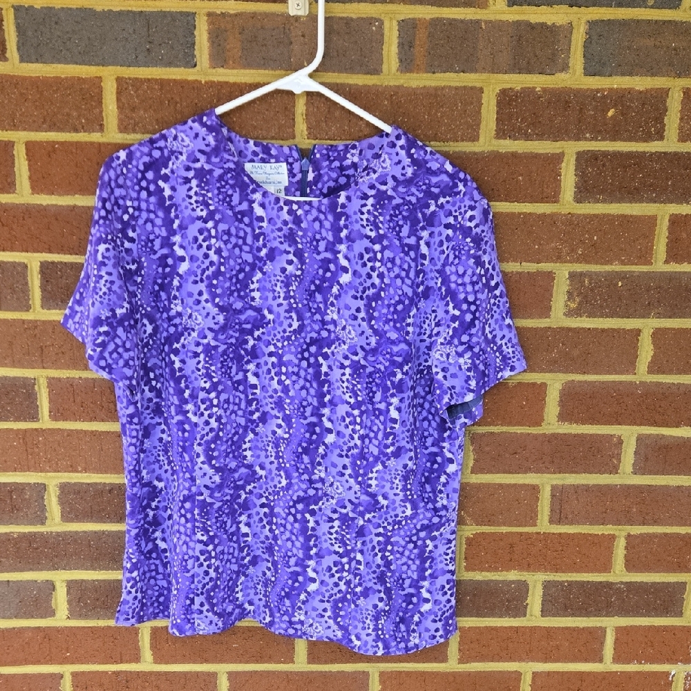 B19 Vintage Mary Kay Vibrant Purple Women's Blouse Sz 12